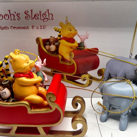 Tree Buddees Winnie the Pooh Sleigh Eeyore Piglet 2pcs Large Christmas Ornament - Picture 3 of 8